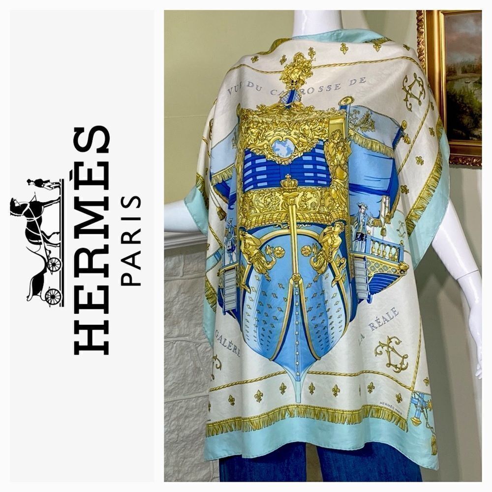 Hermes Vue du Carrosse de La Galere La Reale Silk Scarf 90cm